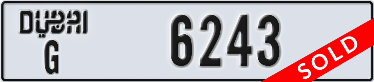 dubai License Plate Number 6243 Code G
