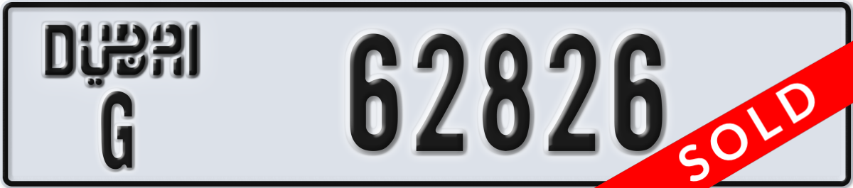 dubai License Plate Number 62826 Code G