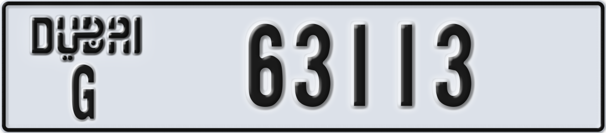 dubai License Plate Number 63113 Code G