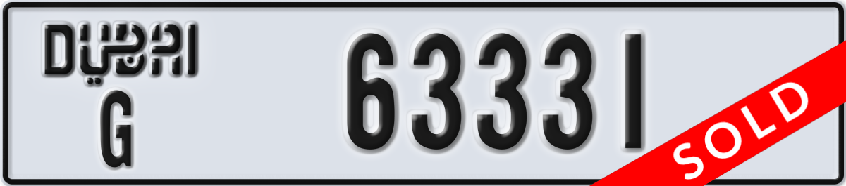 dubai License Plate Number 63331 Code G