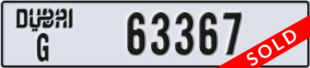 dubai License Plate Number 63367 Code G