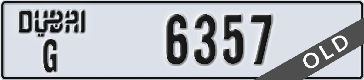 dubai License Plate Number 6357 Code G