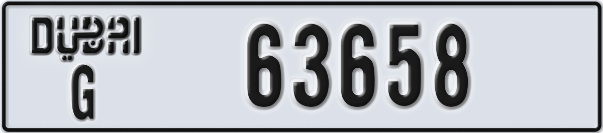 dubai License Plate Number 63658 Code G