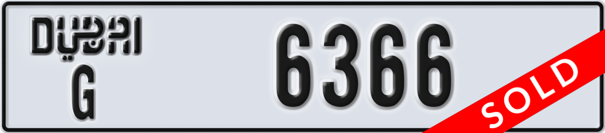 dubai License Plate Number 6366 Code G