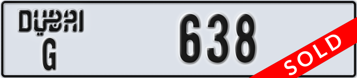 dubai License Plate Number 638 Code G