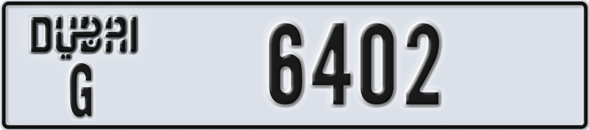 dubai License Plate Number 6402 Code G