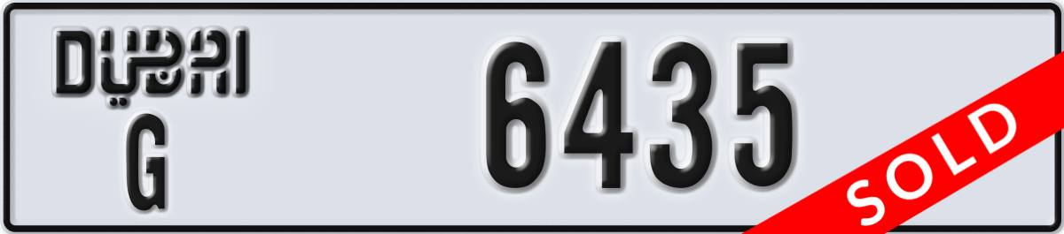 dubai License Plate Number 6435 Code G