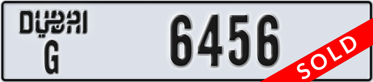 dubai License Plate Number 6456 Code G