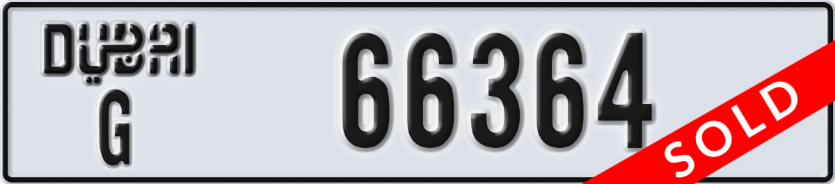 dubai License Plate Number 66364 Code G