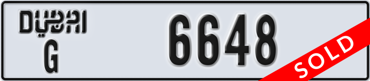dubai License Plate Number 6648 Code G