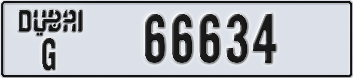 dubai License Plate Number 66634 Code G