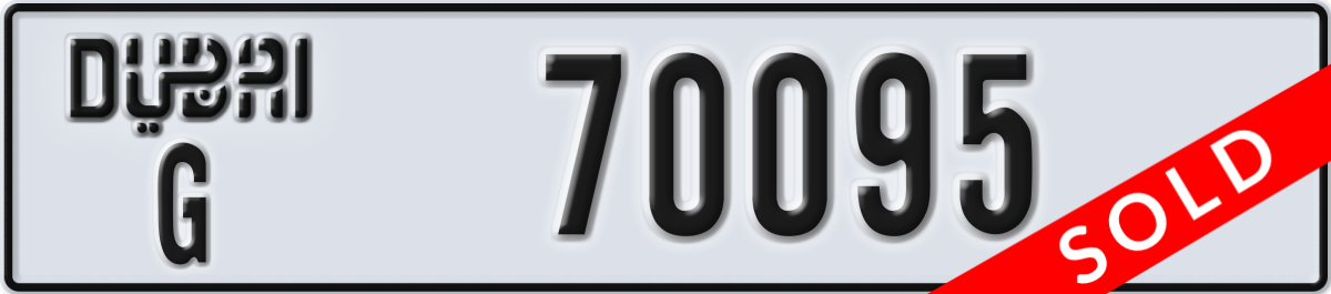 dubai License Plate Number 70095 Code G