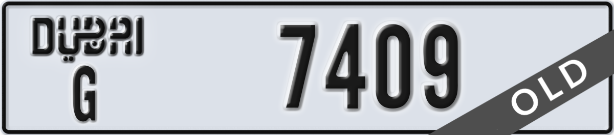 dubai License Plate Number 7409 Code G