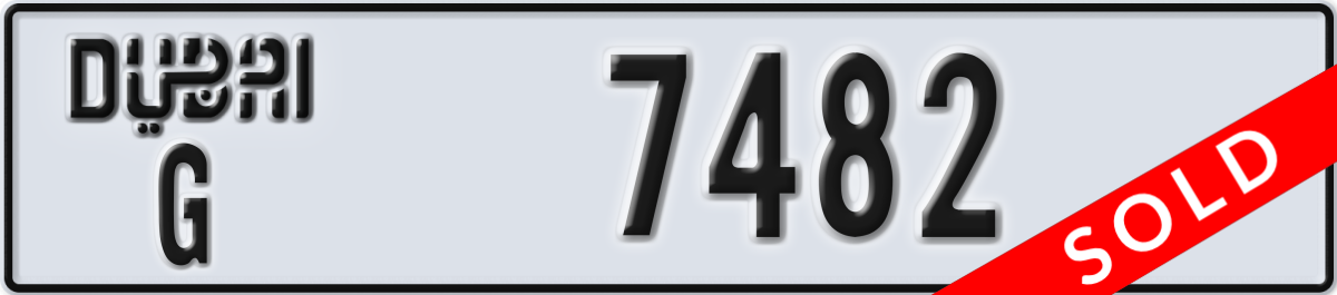 dubai License Plate Number 7482 Code G