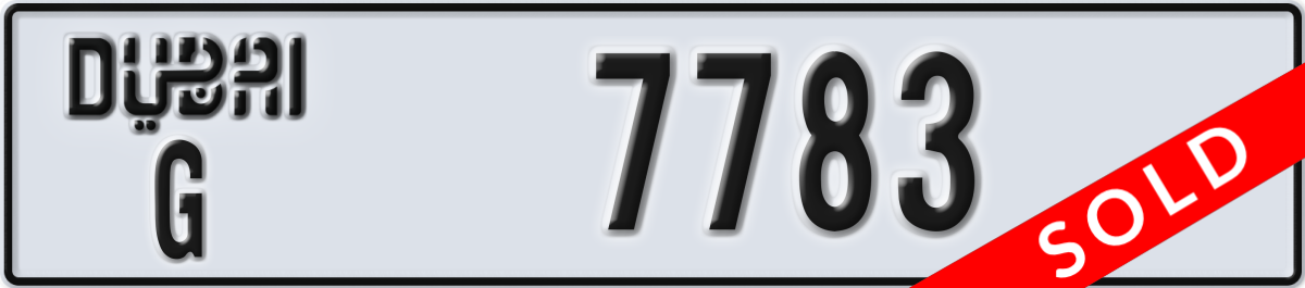 dubai License Plate Number 7783 Code G