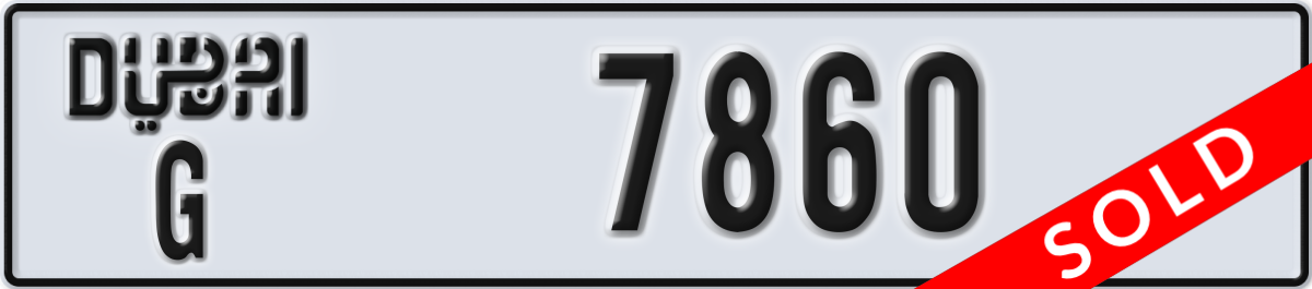 dubai License Plate Number 7860 Code G