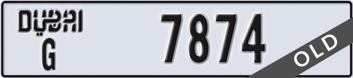 dubai License Plate Number 7874 Code G