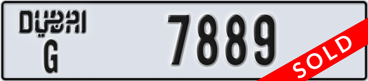 dubai License Plate Number 7889 Code G