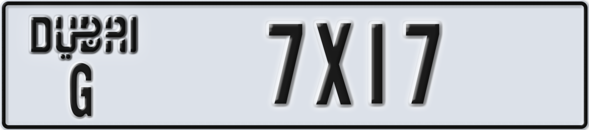 dubai License Plate Number 7X17 Code G
