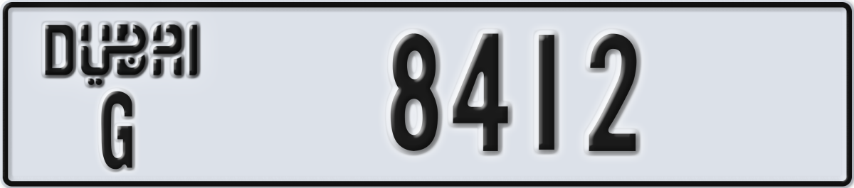 dubai License Plate Number 8412 Code G