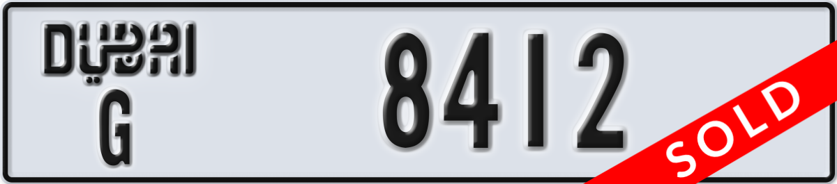 dubai License Plate Number 8412 Code G