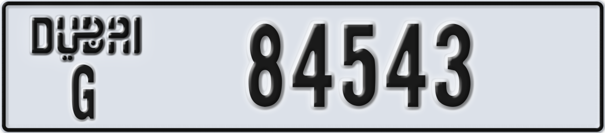dubai License Plate Number 84543 Code G