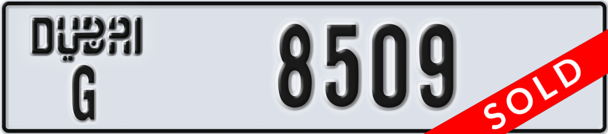 dubai License Plate Number 8509 Code G