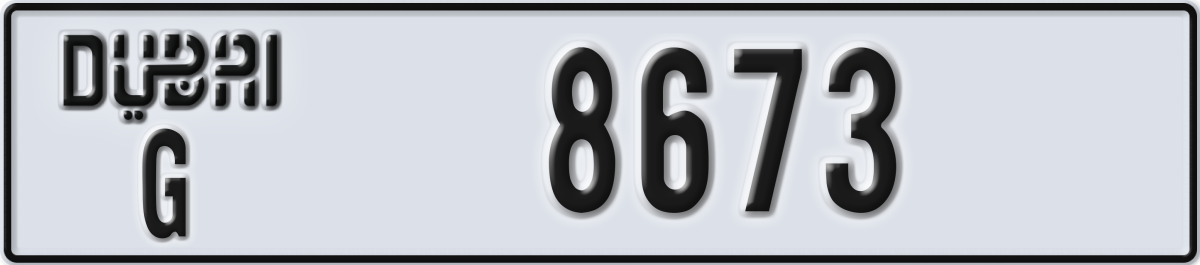 dubai License Plate Number 8673 Code G