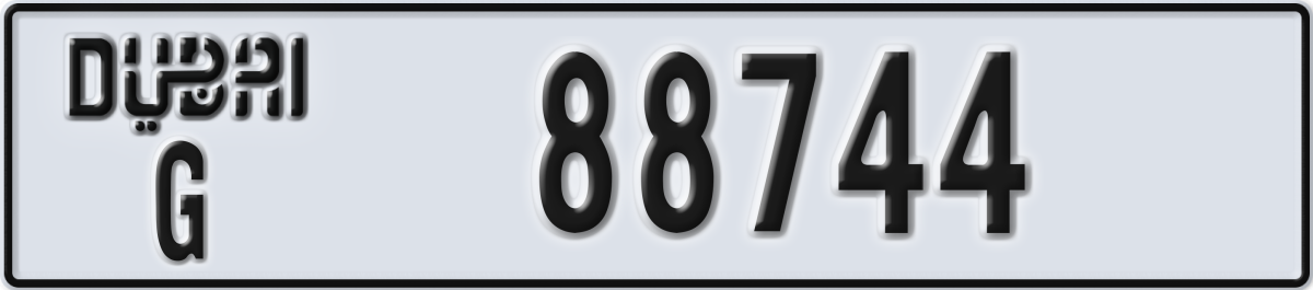 dubai License Plate Number 88744 Code G
