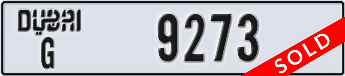 dubai License Plate Number 9273 Code G