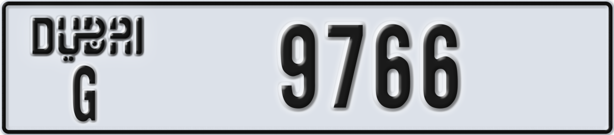 dubai License Plate Number 9766 Code G