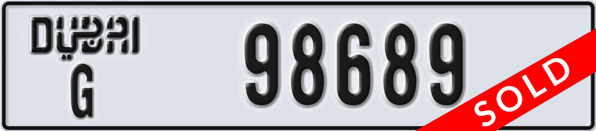 dubai License Plate Number 98689 Code G