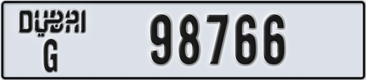 dubai License Plate Number 98766 Code G