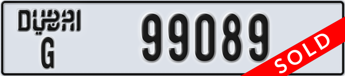 dubai License Plate Number 99089 Code G