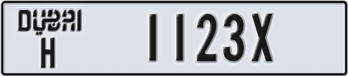 dubai License Plate Number 1123X Code H