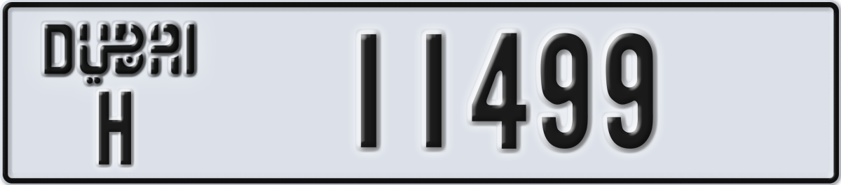 dubai License Plate Number 11499 Code H