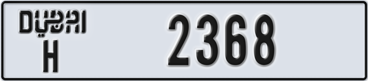 dubai License Plate Number 2368 Code H