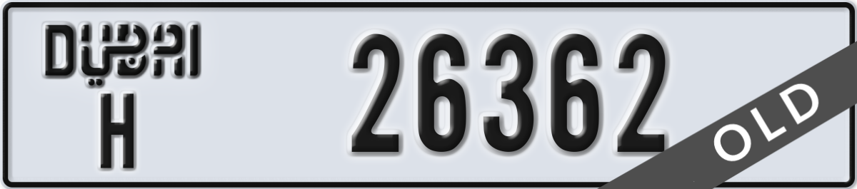dubai License Plate Number 26362 Code H