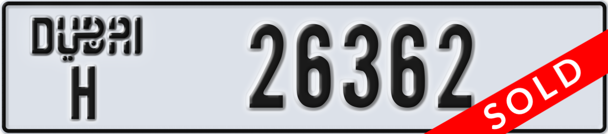 dubai License Plate Number 26362 Code H