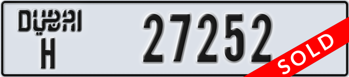 dubai License Plate Number 27252 Code H