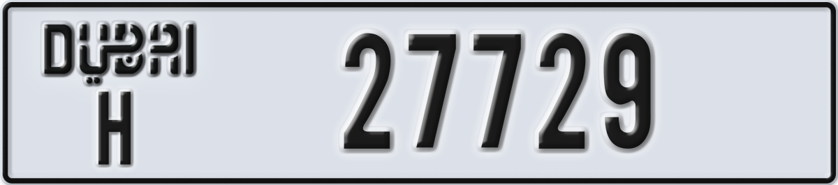 dubai License Plate Number 27729 Code H