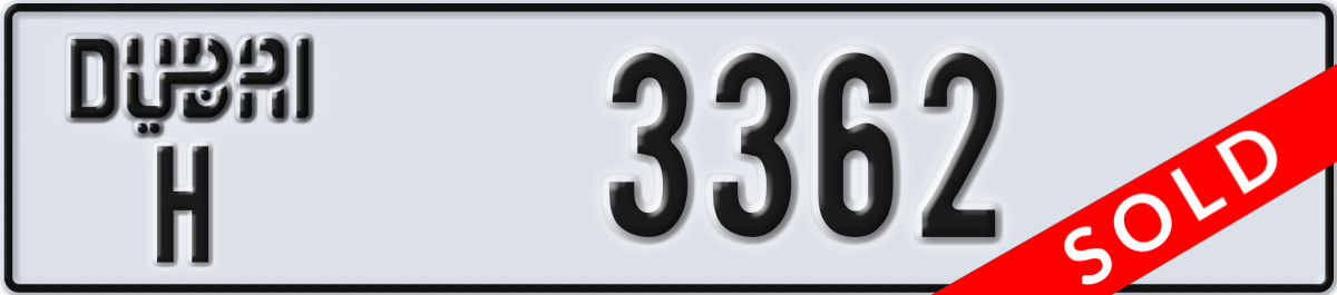 dubai License Plate Number 3362 Code H