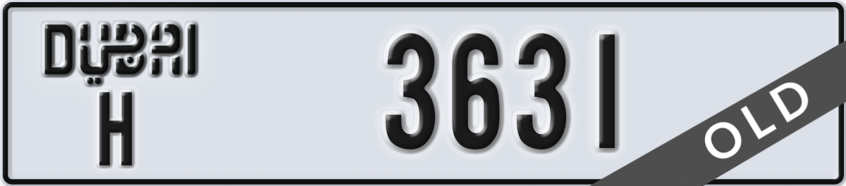 dubai License Plate Number 3631 Code H