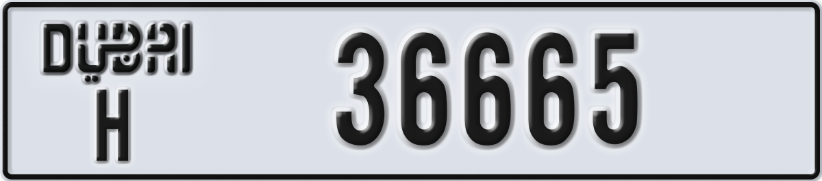dubai License Plate Number 36665 Code H