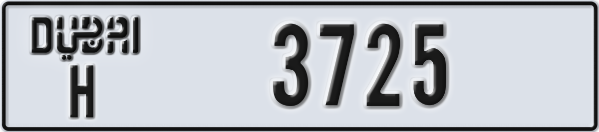 dubai License Plate Number 3725 Code H