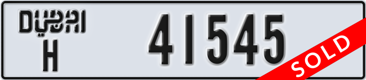 dubai License Plate Number 41545 Code H