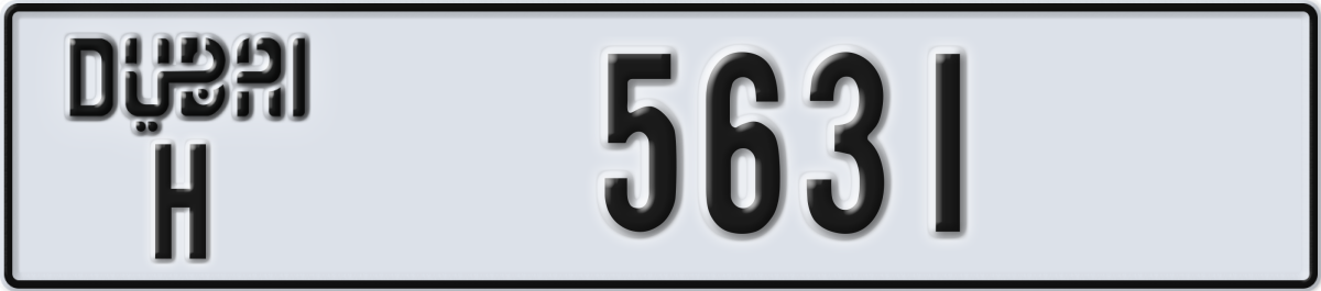 dubai License Plate Number 5631 Code H