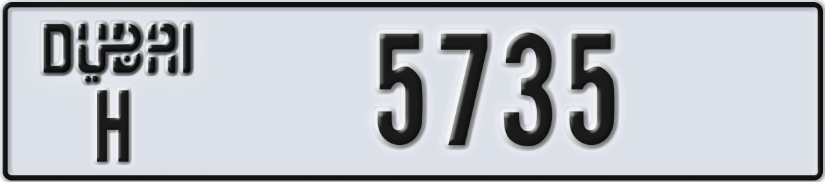 dubai License Plate Number 5735 Code H