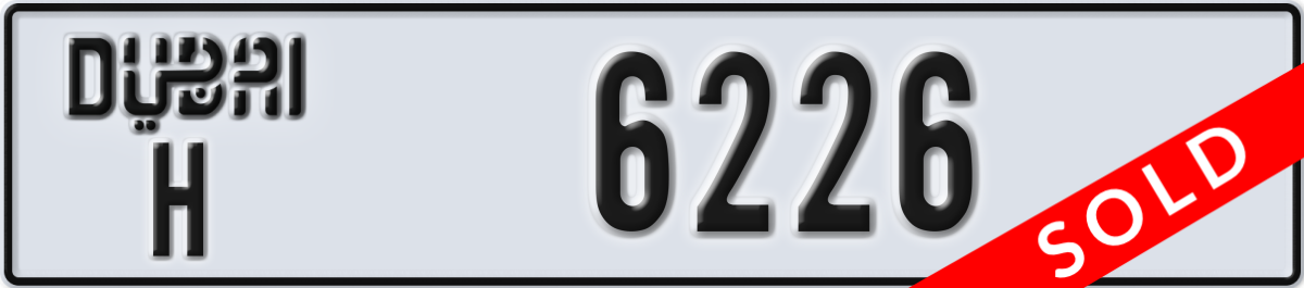 dubai License Plate Number 6226 Code H