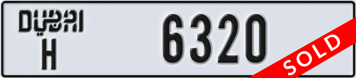 dubai License Plate Number 6320 Code H